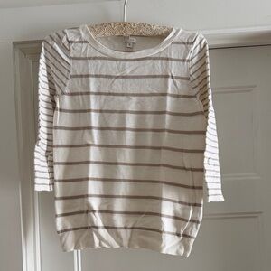 J. Crew Women's Striped Sweater in Cream and Tan